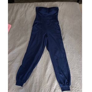 Blue bebe strapless jumpsuit
